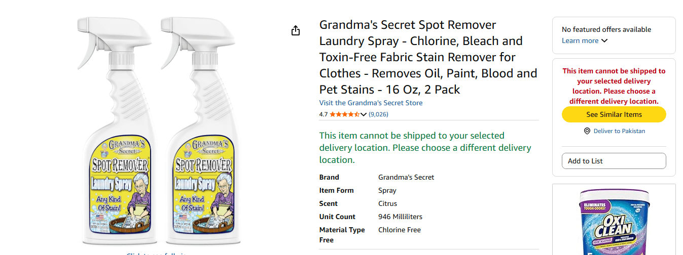 Grandma's Secret Spot Remover Laundry Spray