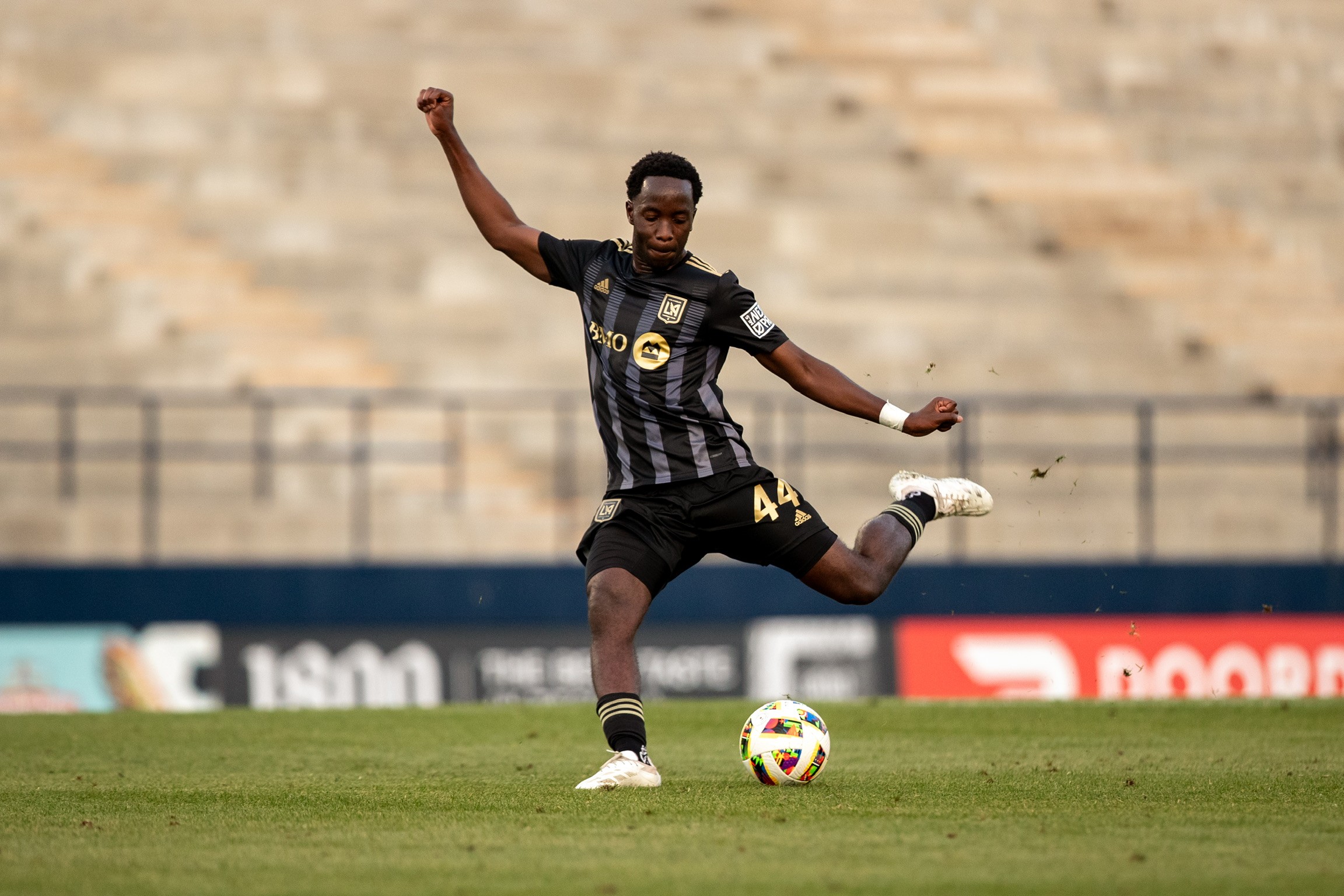 Kicking Ball Midswing Alone at LAFC Home Game