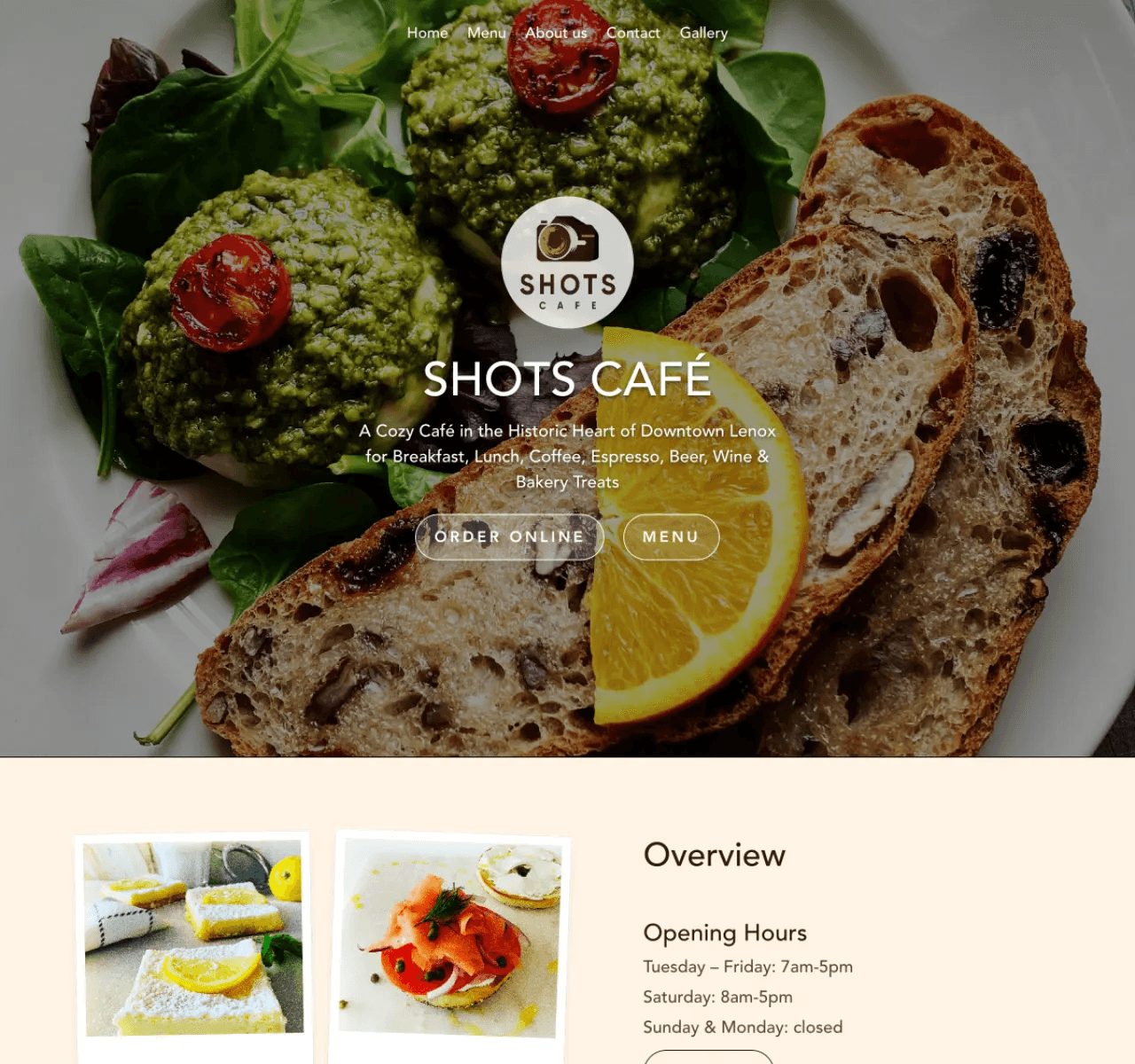  testimonial website of a café/restaurant