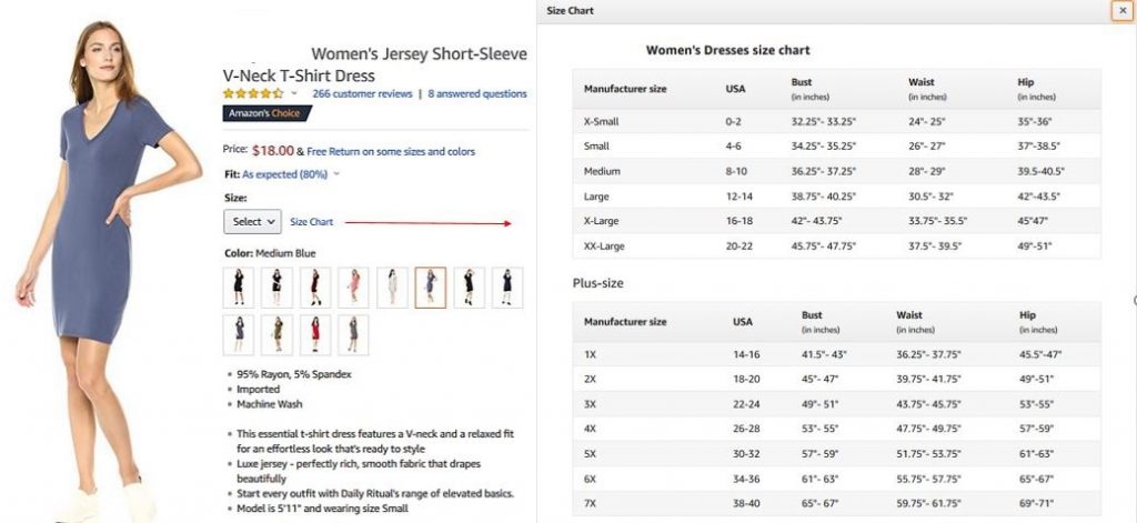 Brand Generic Size chart