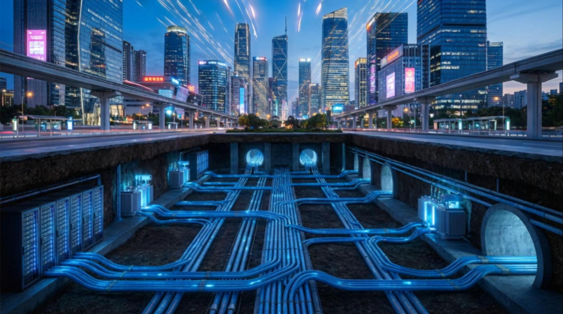 聯穎科技城市基礎建設與線纜網路概念視覺