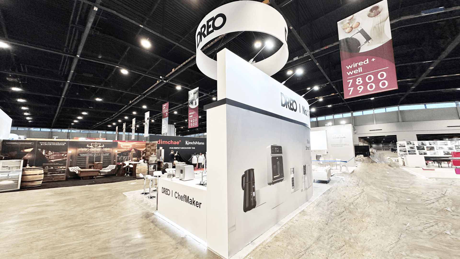 DREO 20x30 trade show booth IHS 2025 – union labor coordination for overhead sign install and booth finish detailing