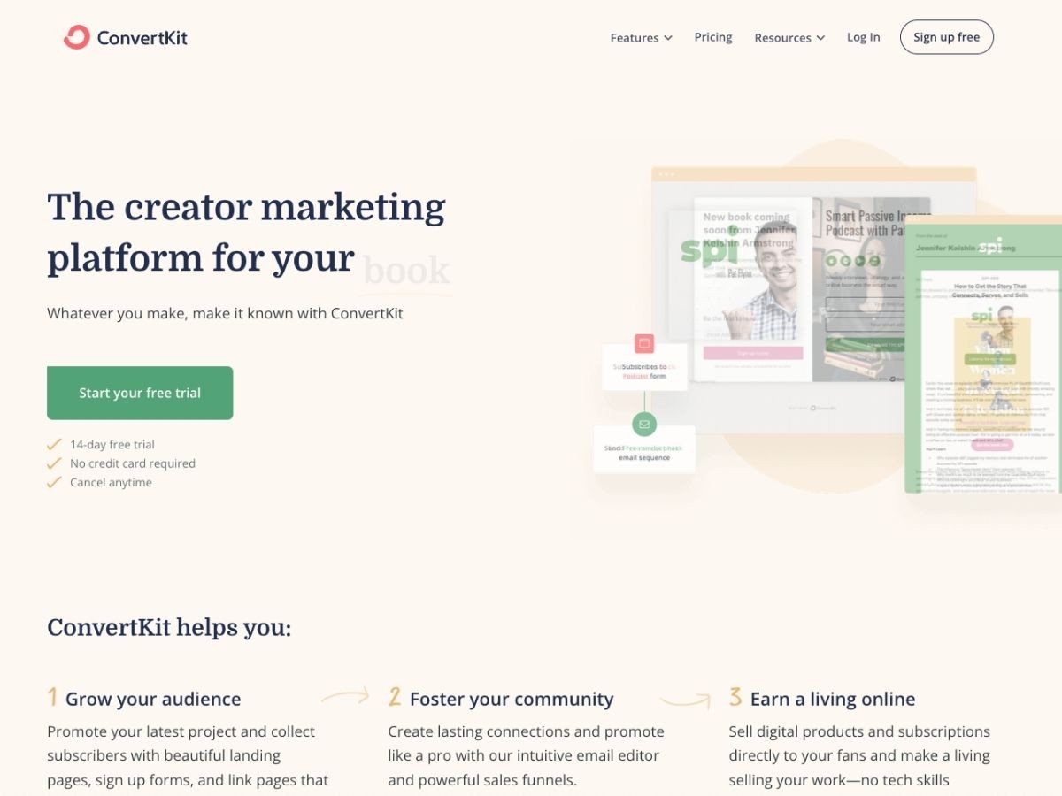 Convertkit landing page builder