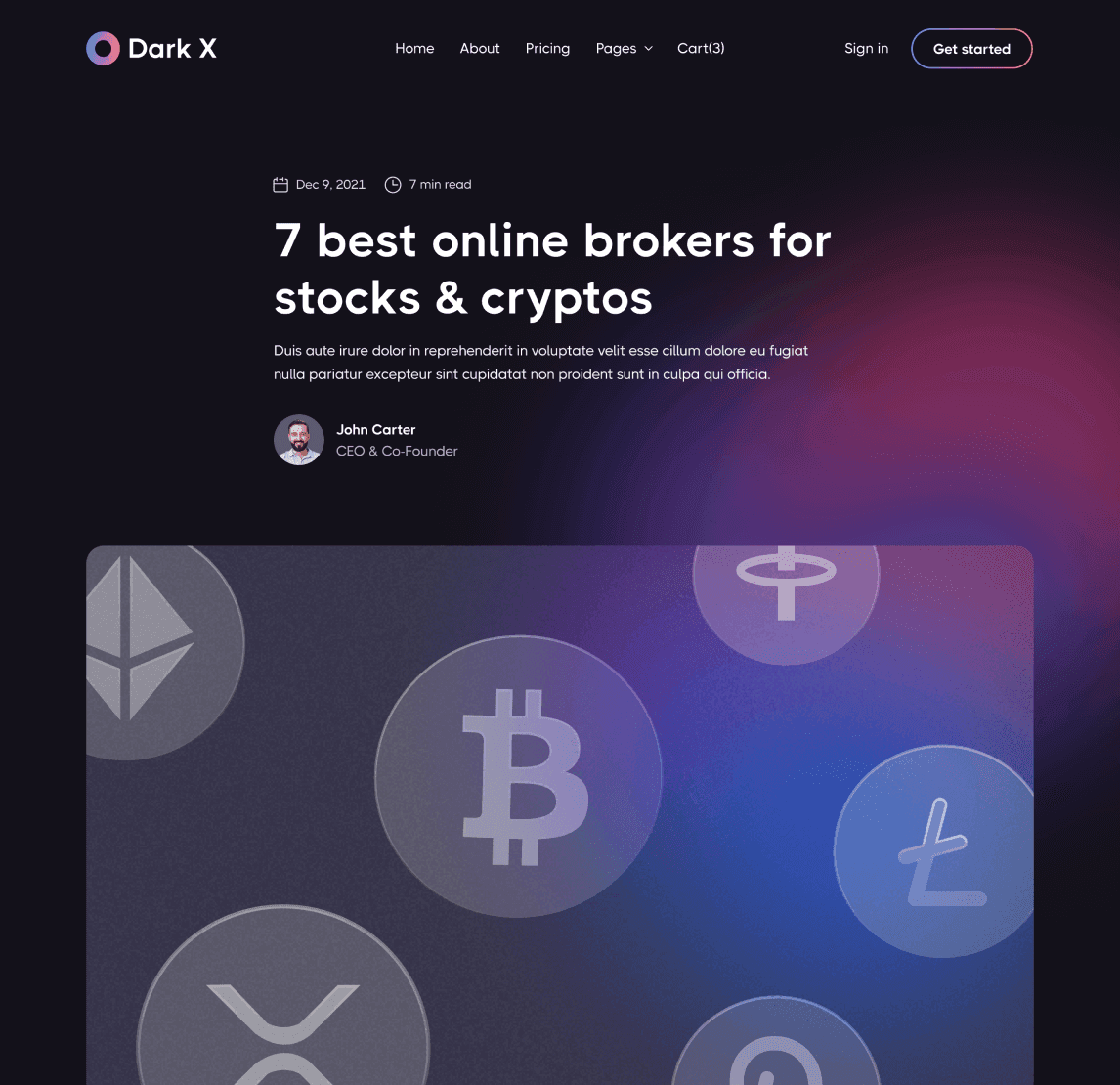 Invstor X - Home V1 Page - Investment Firm Framer Template