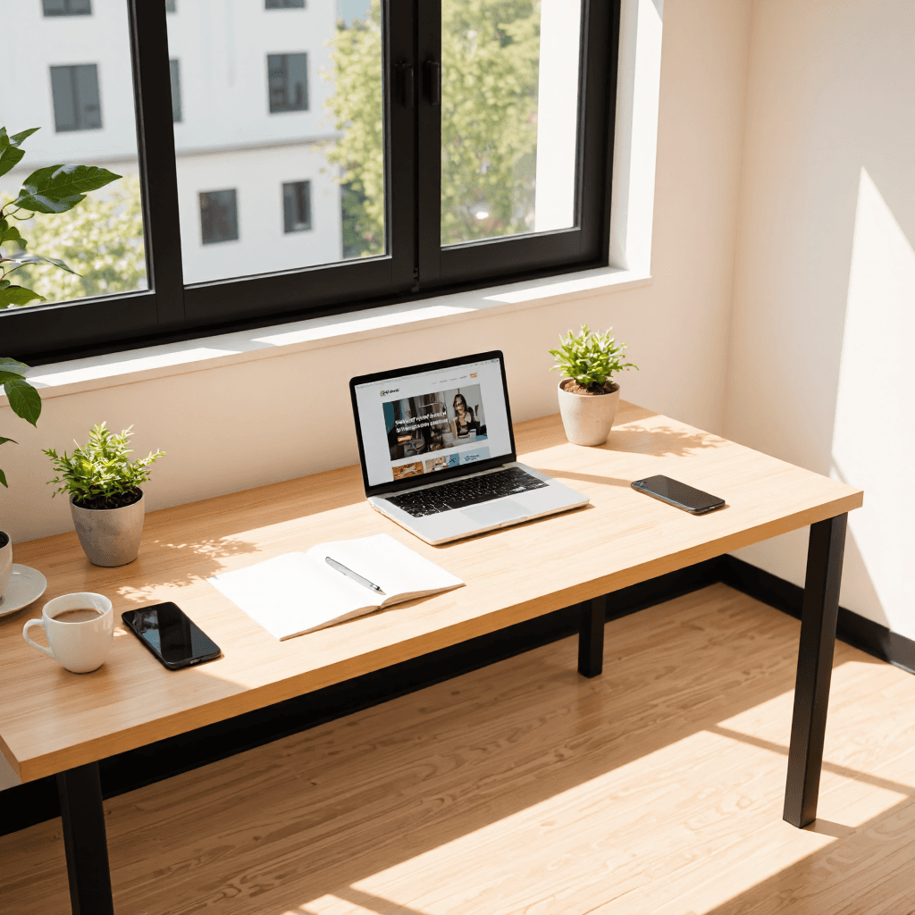 product photography of workspace setup