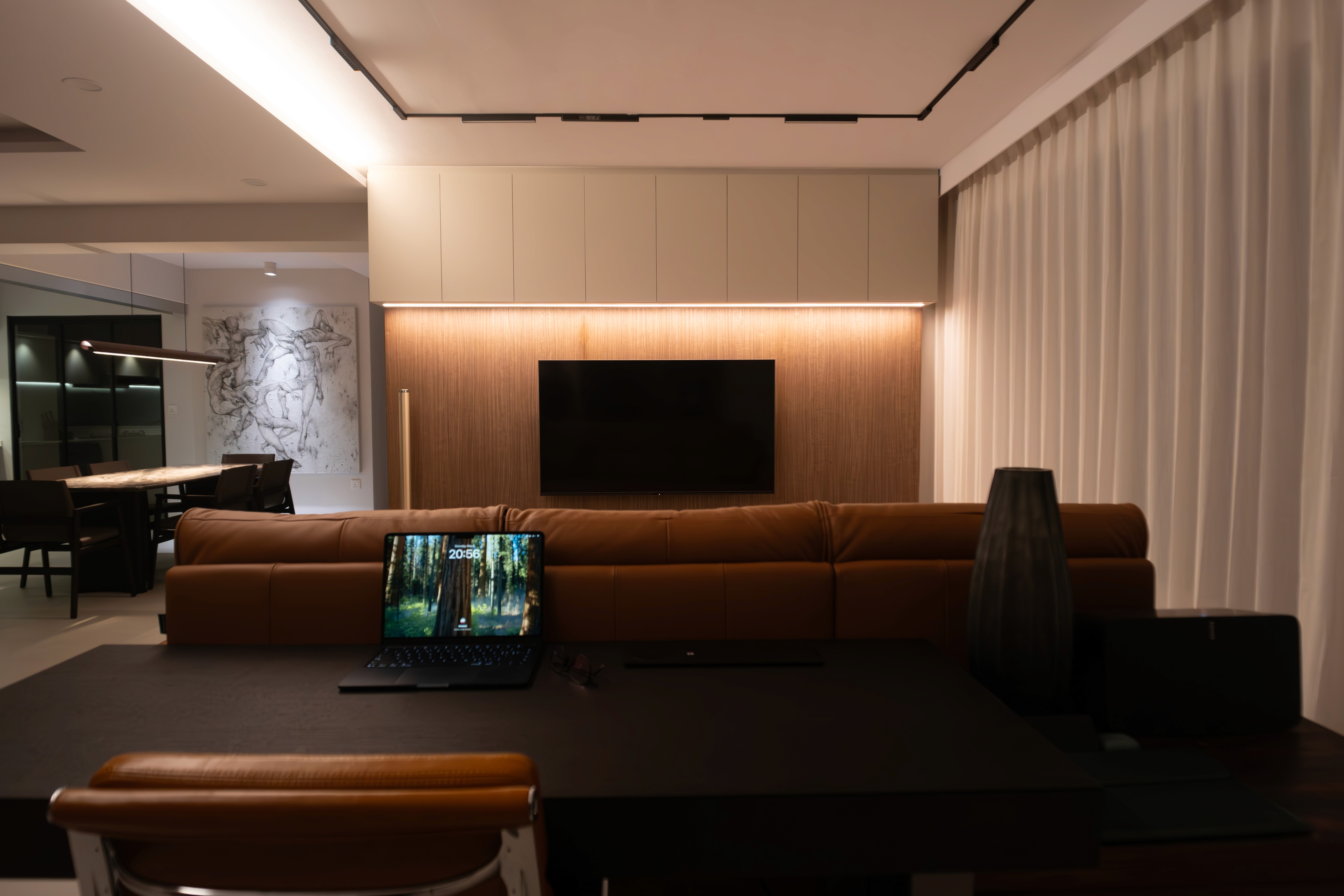 alt="Japanese inspired cafe seating area interior design Singapore Moss Matcha"