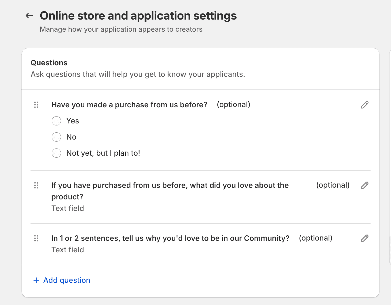 shopify collabs creator settings