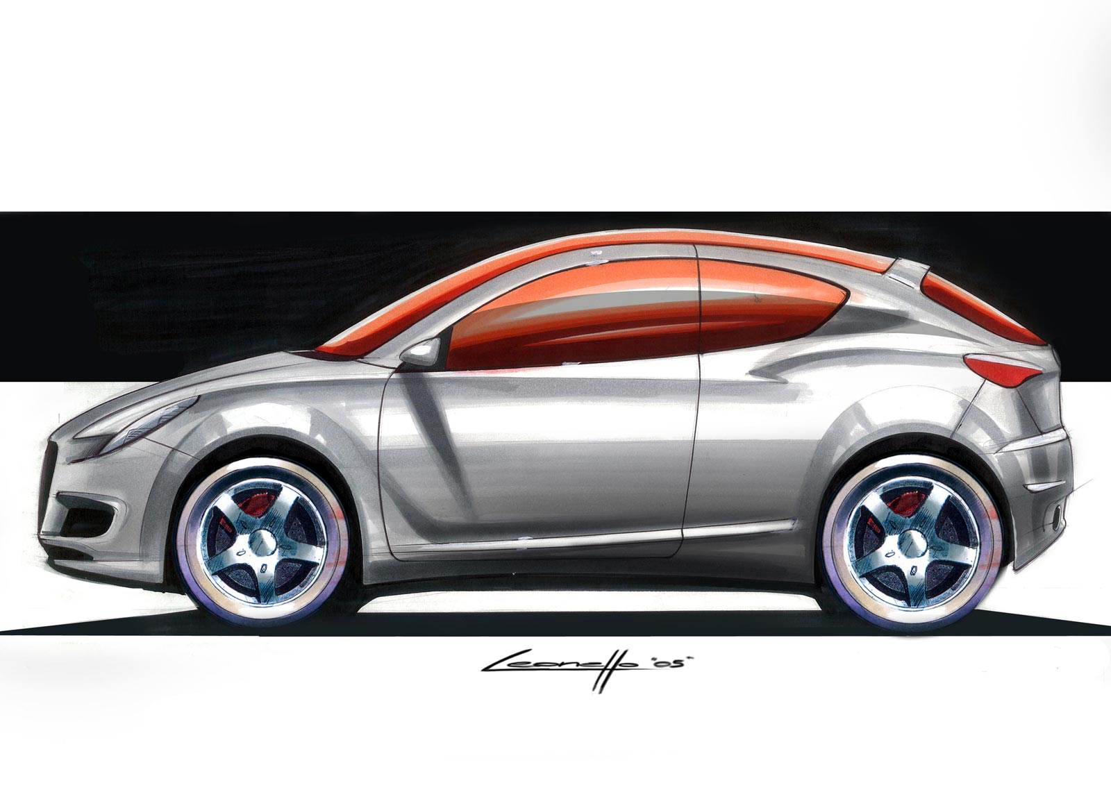 Alfa Romeo MiTo design sketch, side view