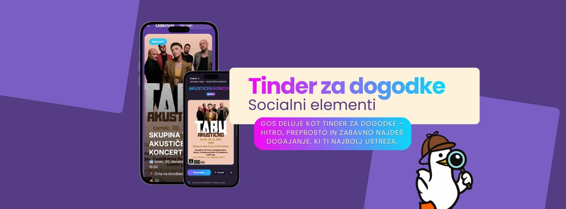 Prikaz socialnega elementa na aplikaciji gos