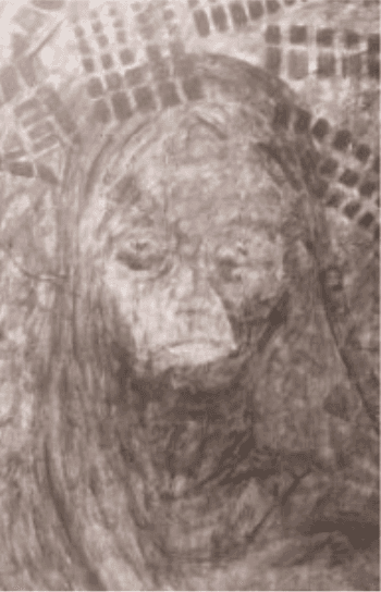 herd of sheep on road painting