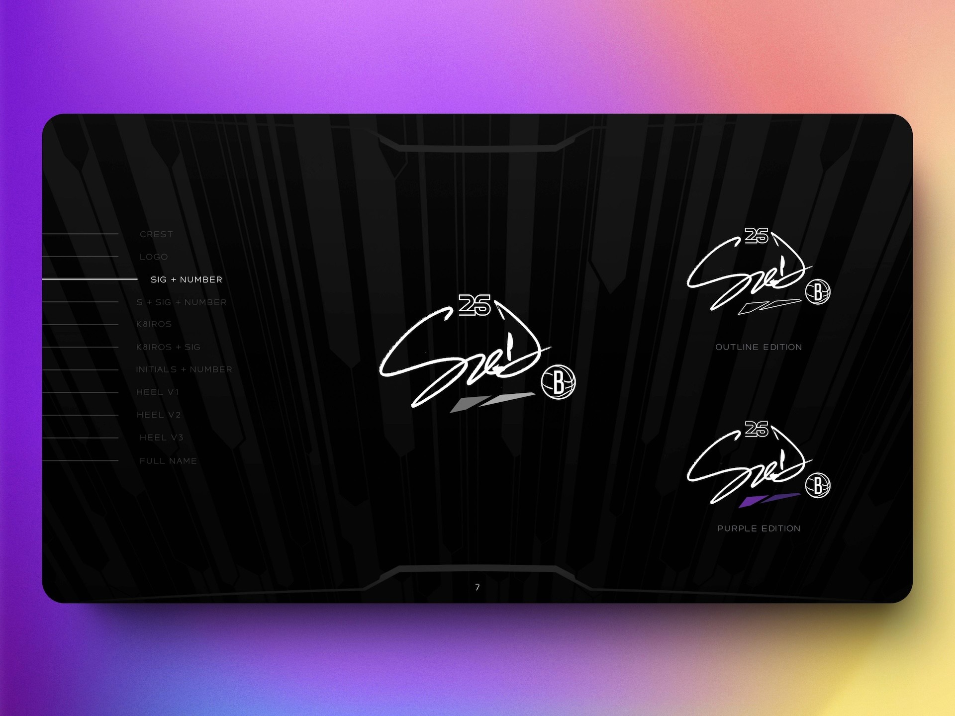 SGD.26 signature and number brand mark showing Spencer Dinwiddie autograph with 25 and Brooklyn Nets logo in multiple editions