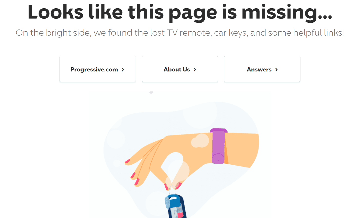 Progressive’s 404 Error Page