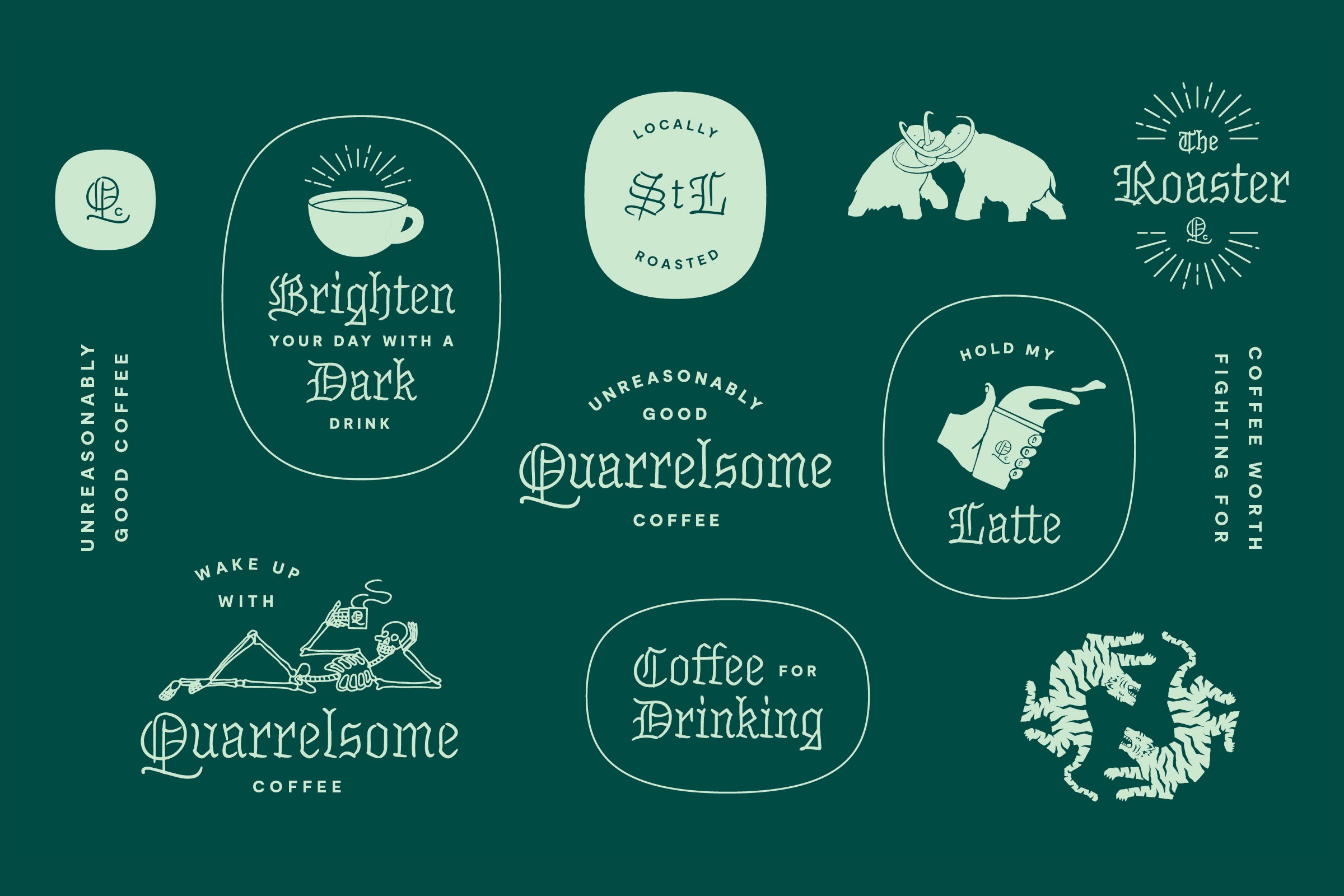 Quarrelsome Coffee Brand Illustrations