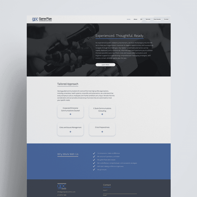 Game Plan Communications website