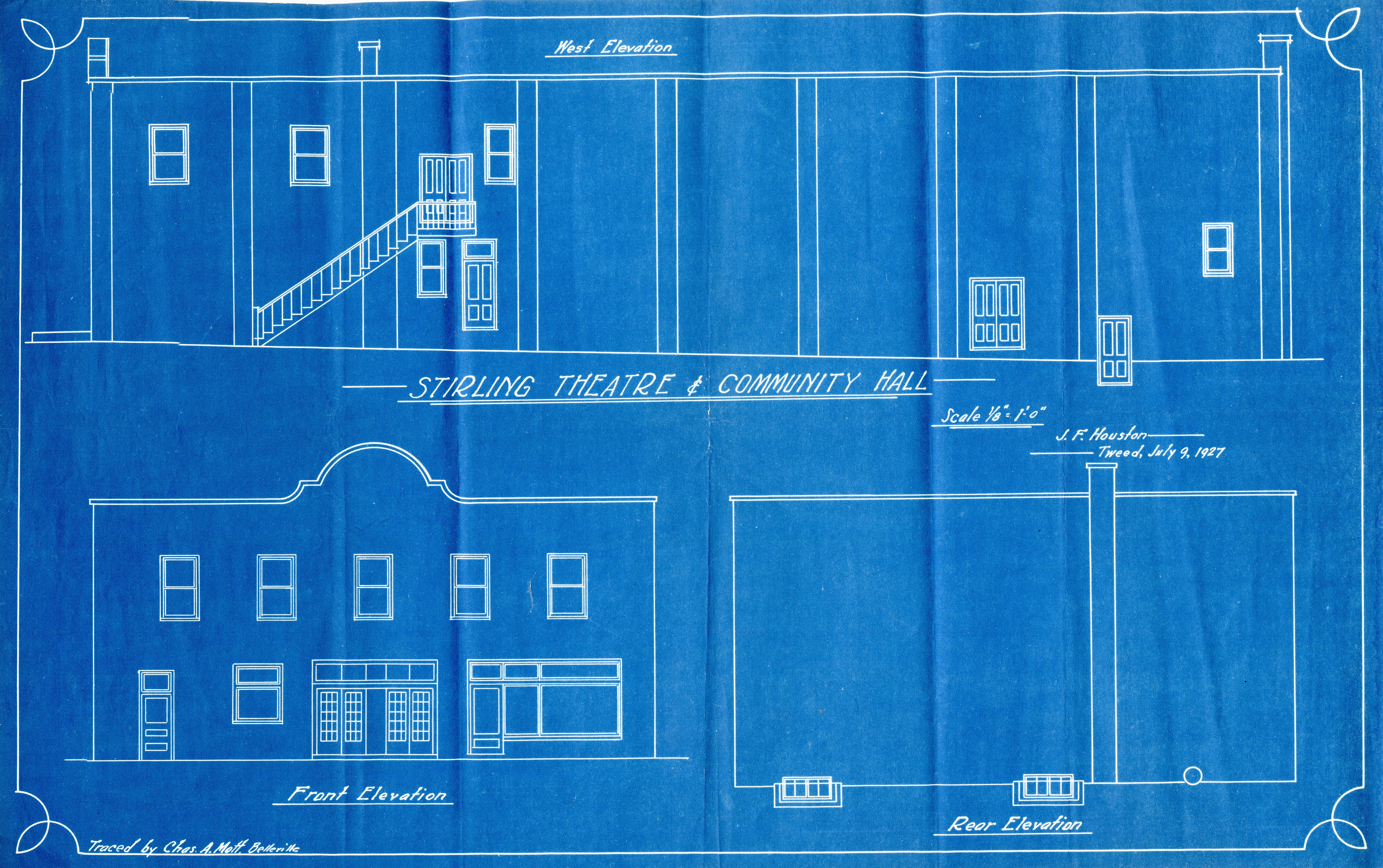 Blueprint for tudor theatre and community hall building