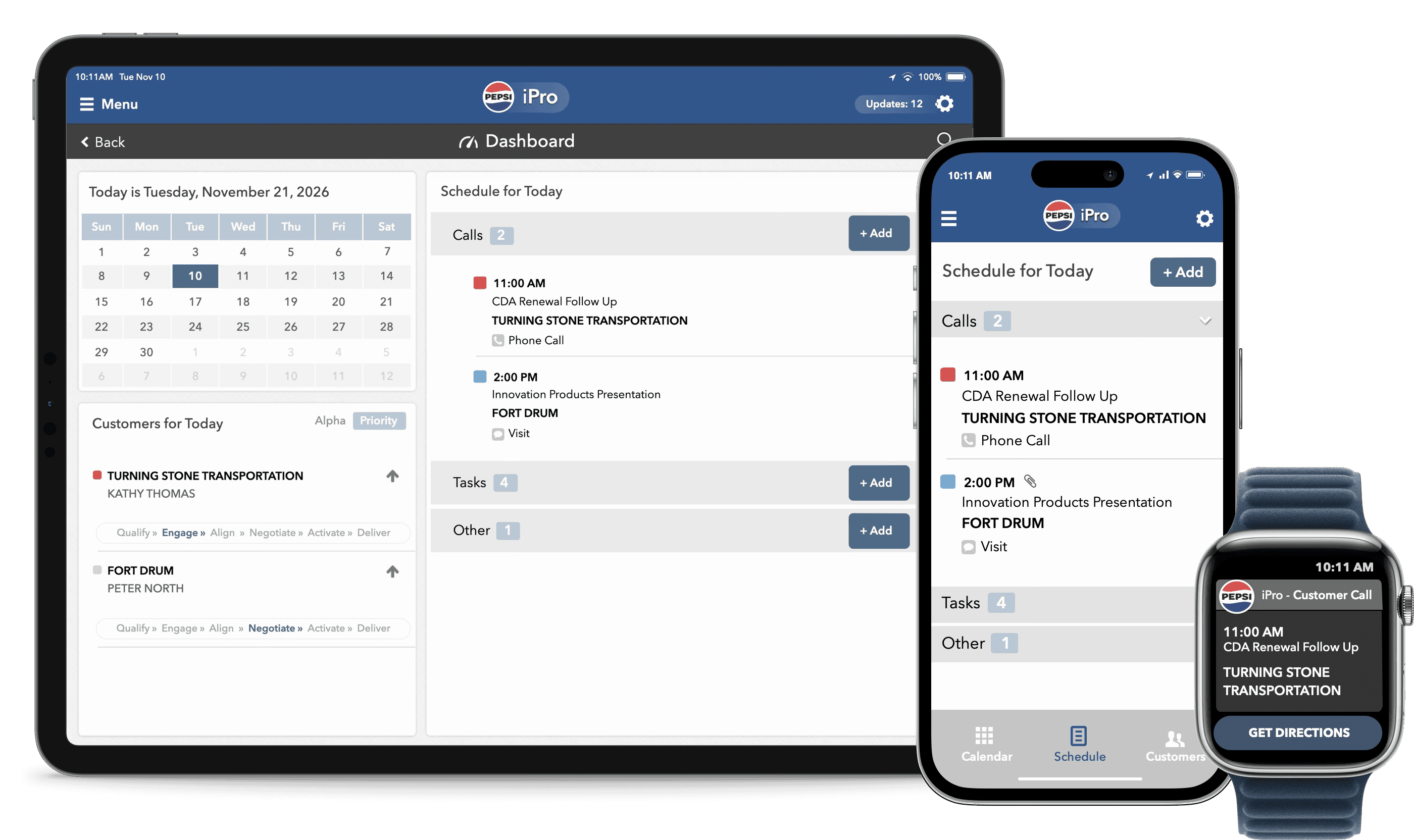 Pepsi iPro workflow platform for iPad, iOS and watchOS