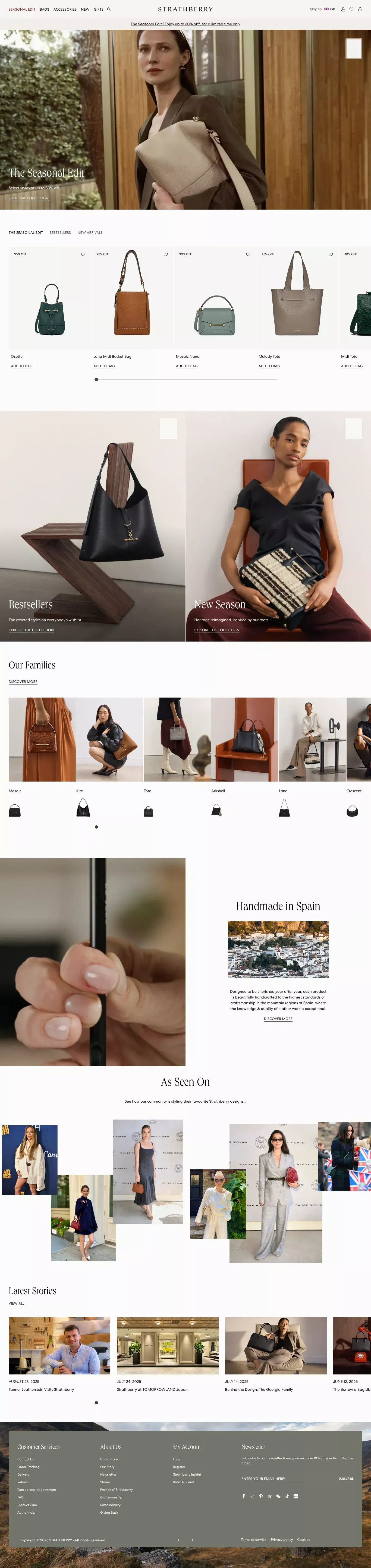 Luxury designer handbags ecommerce page screenshot showcasing Ecommerce and Fashion design