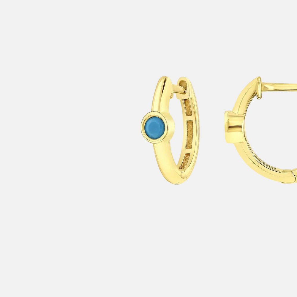 Assos Pırlanta 14 Ayar Altın Mavi Taşlı Şık Çocuk Küpesi