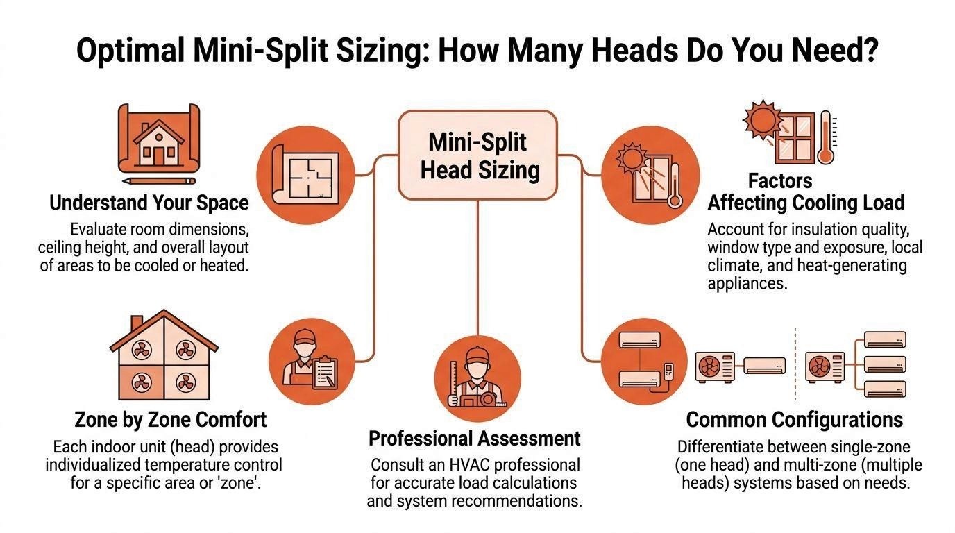 An infographic showing factors to consider when choosing mini-split air conditioning systems for your home.