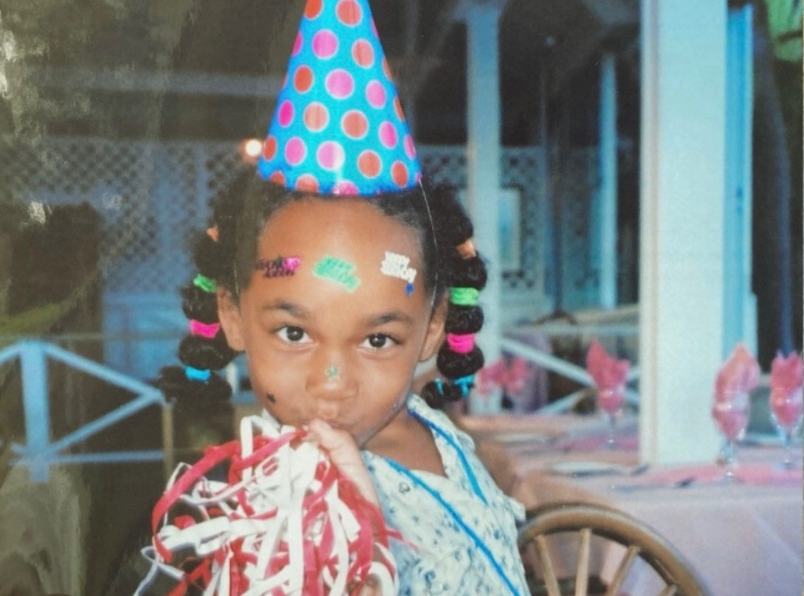 Two people talking on a walk