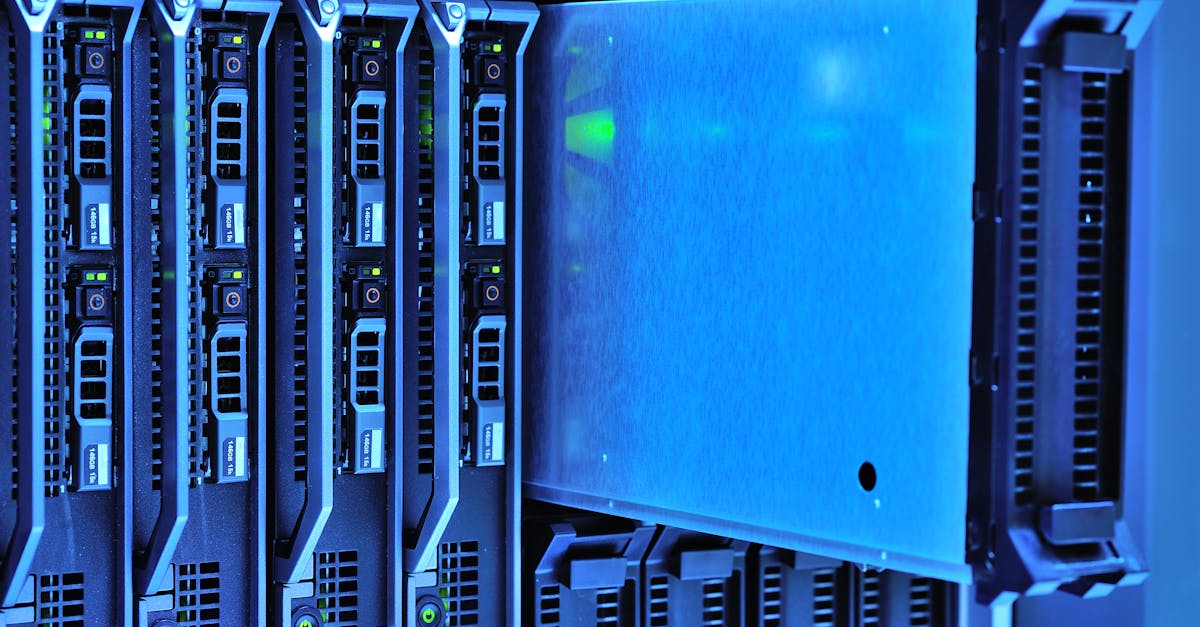Detailed view of server racks with glowing lights in a data center environment.