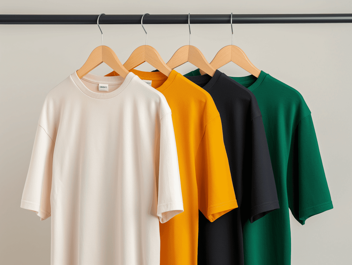 Color shirts hanging on the wardrobe