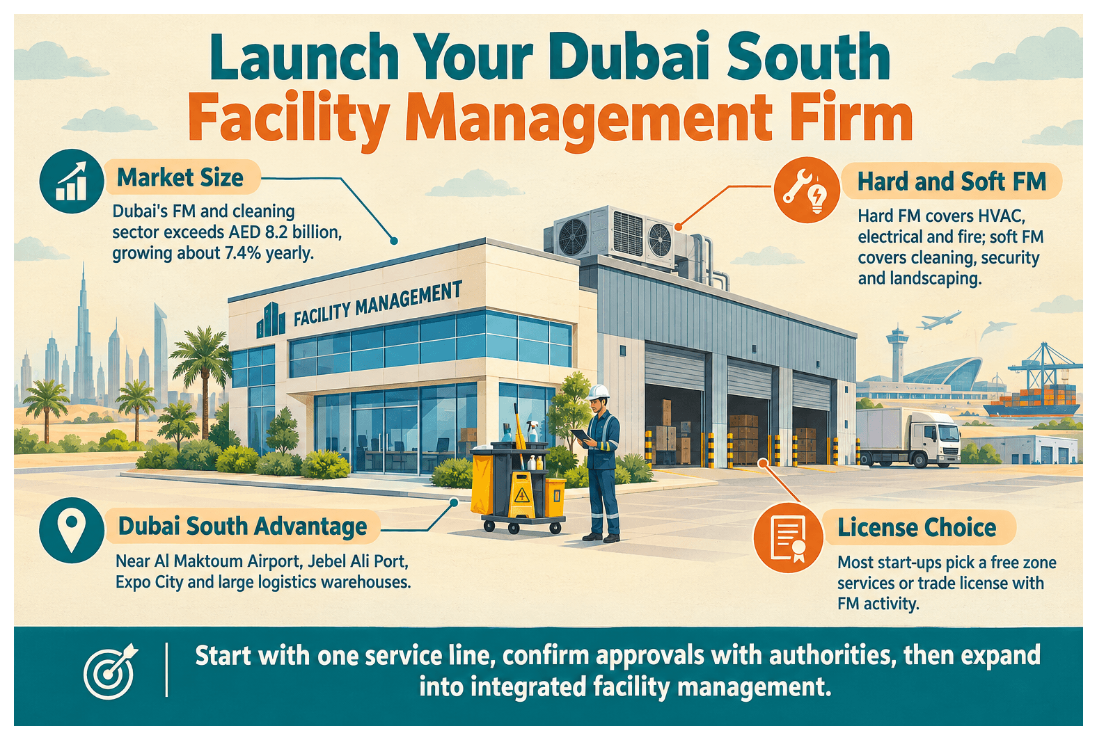 Infographic: Setting Up a Facility Management Business in Dubai South: License, Cost and Steps