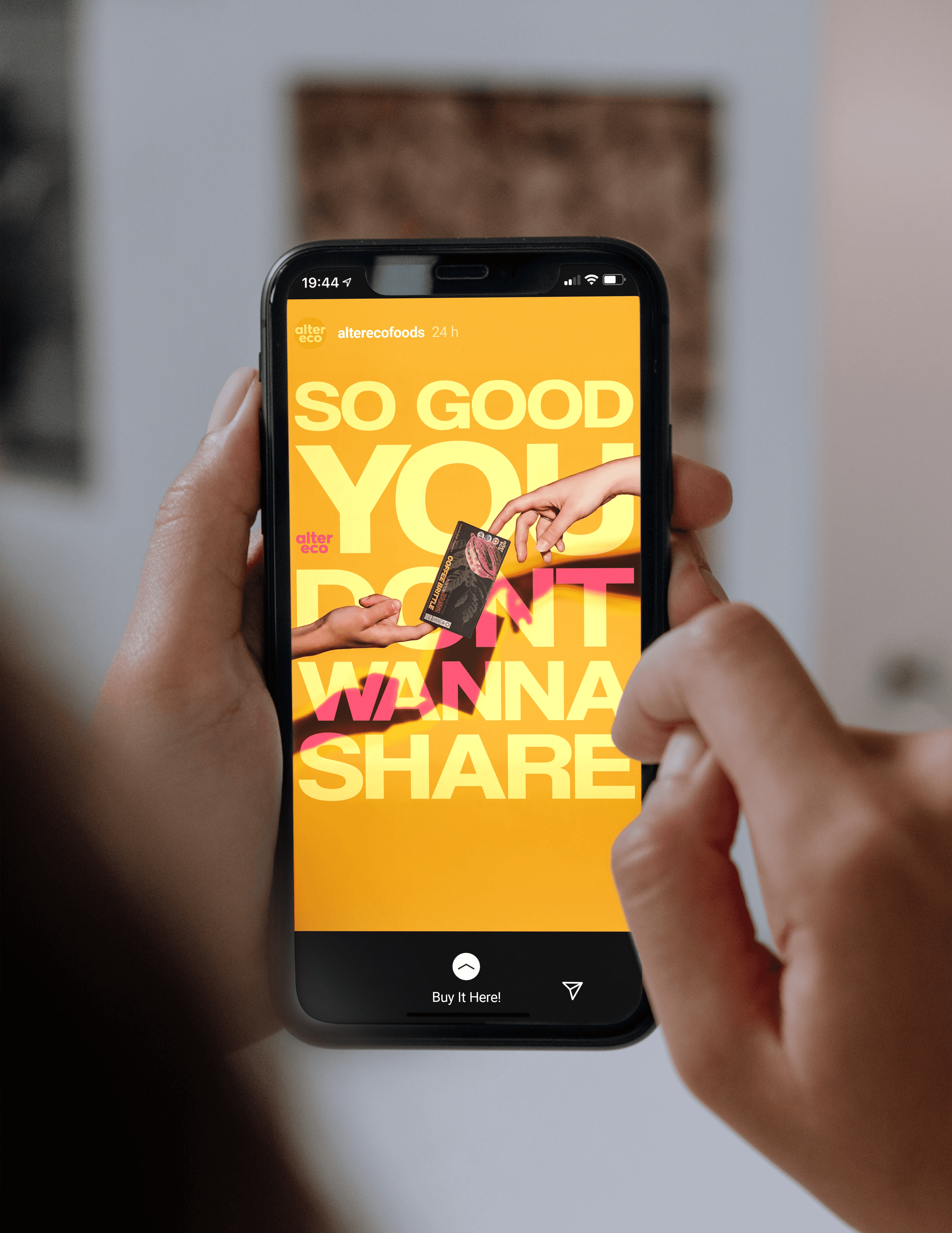 ad design as instagram story on phone