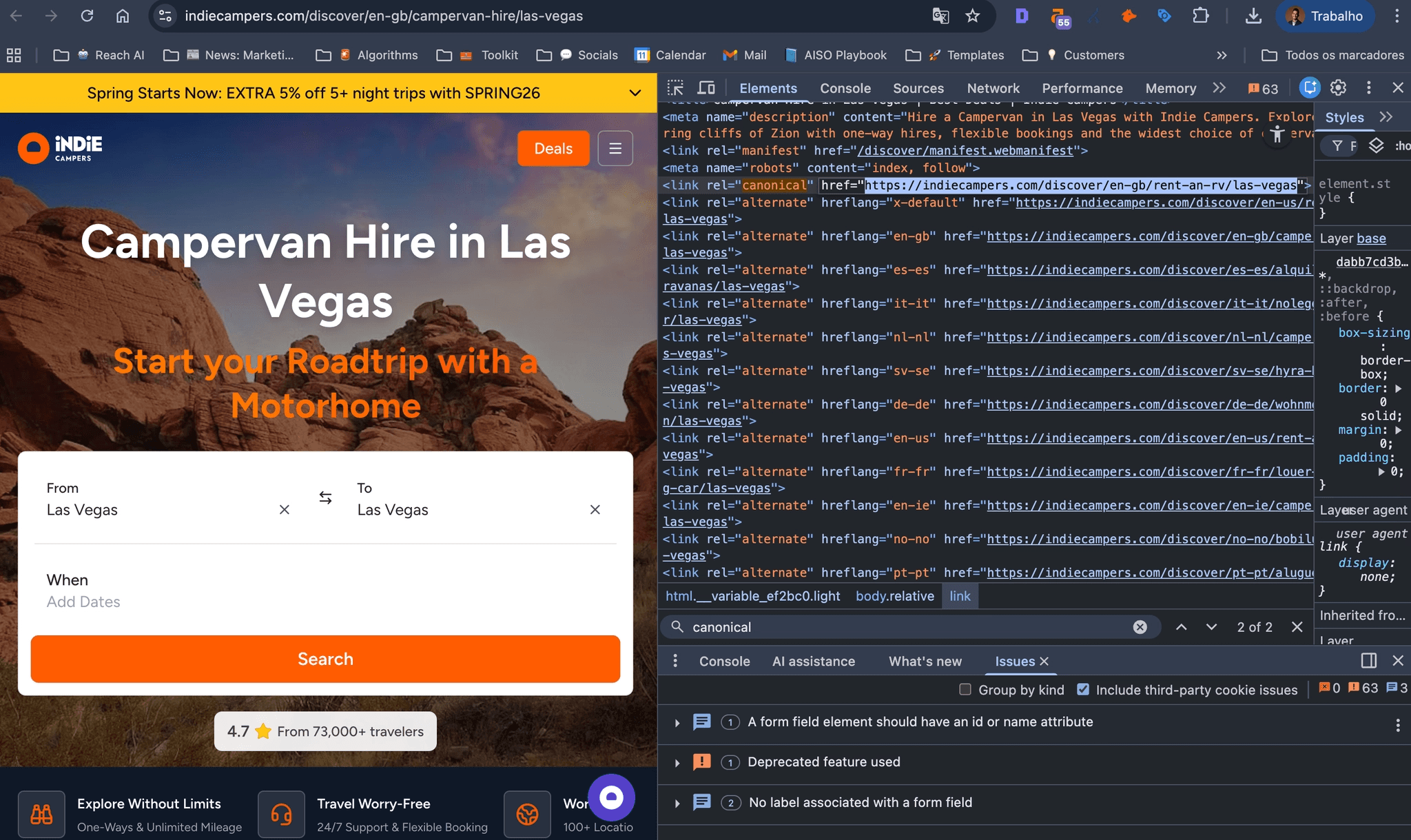 Hreflang misalignment across location pages