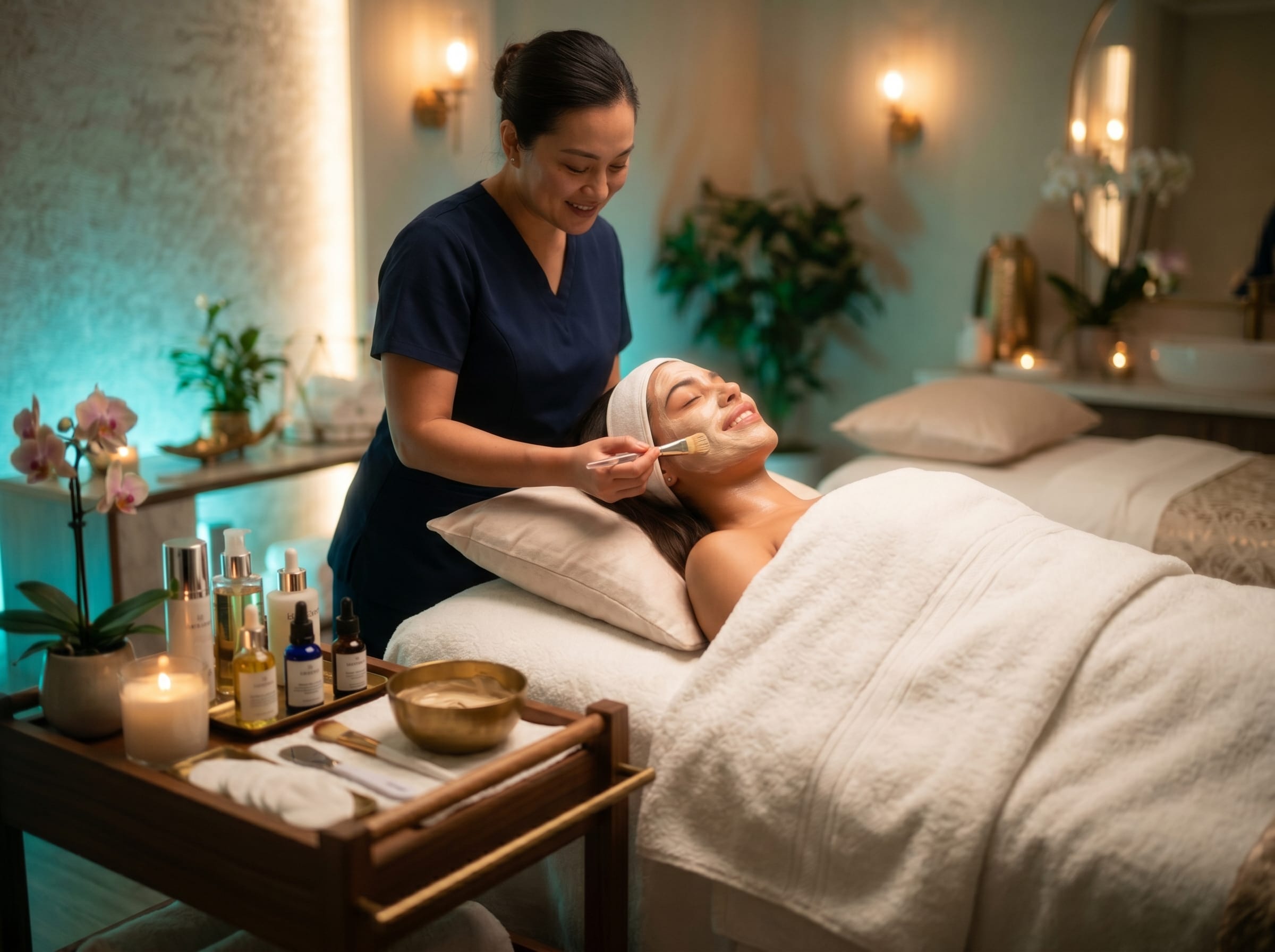 Luxury facial care spa session