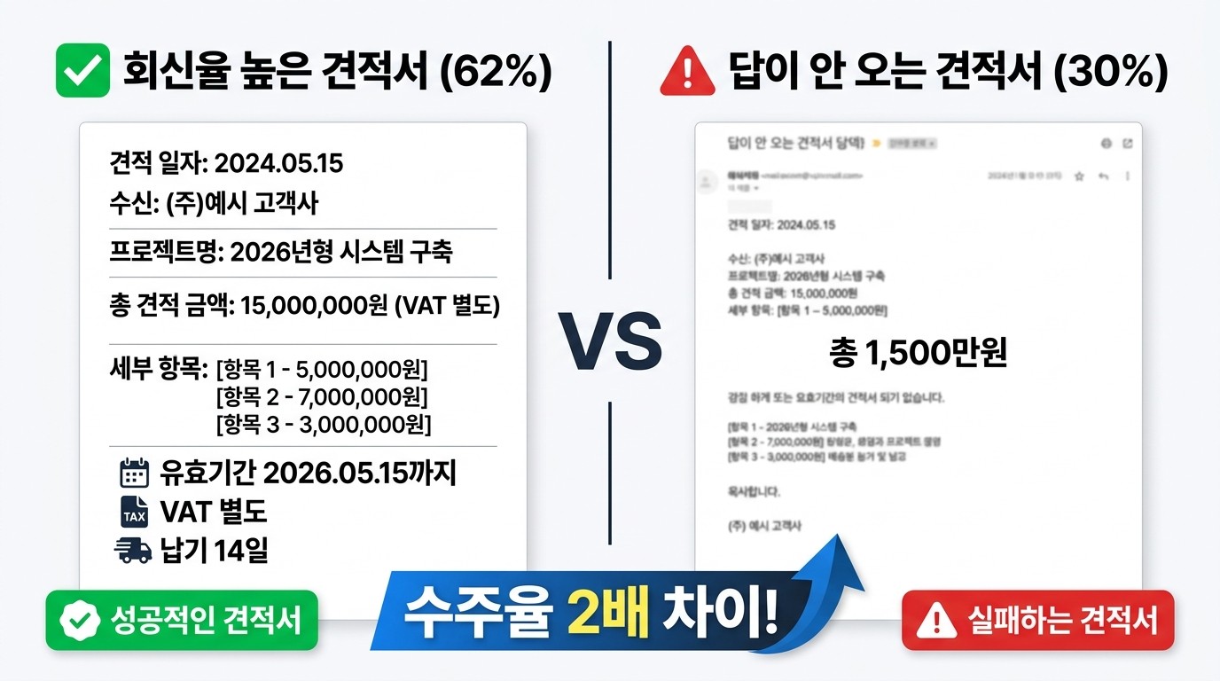 회신율 높은 견적서 VS 답이 안 오는 견적서