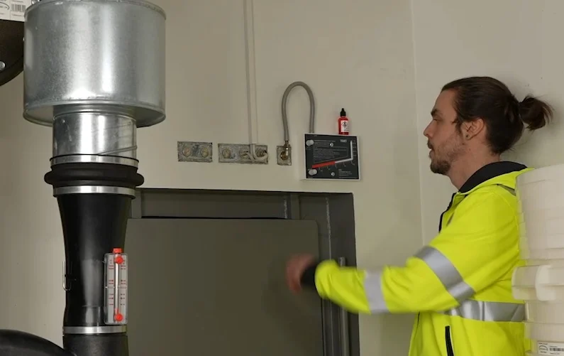 Worker operating machine