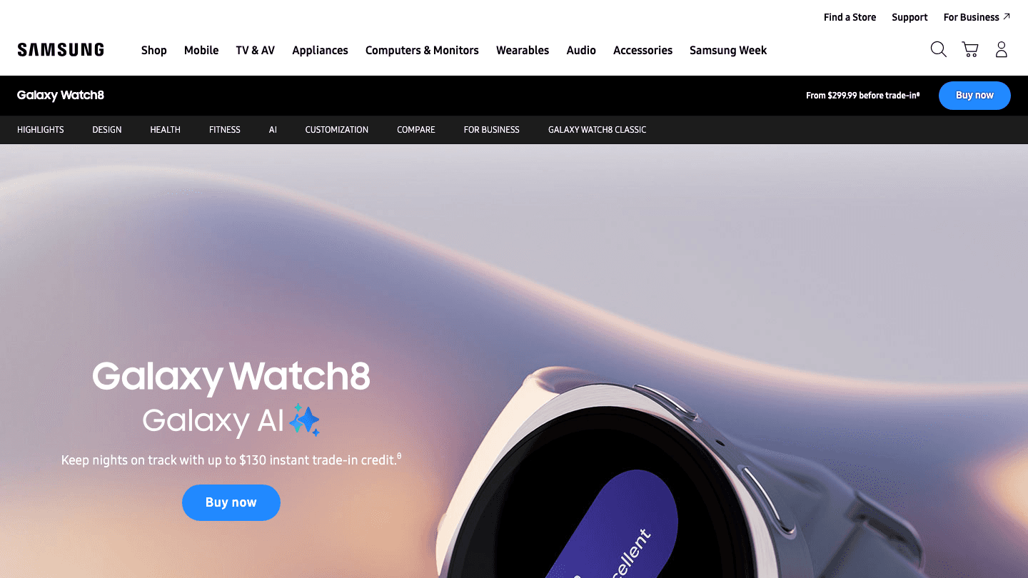 Samsung Galaxy Watch 8 product page