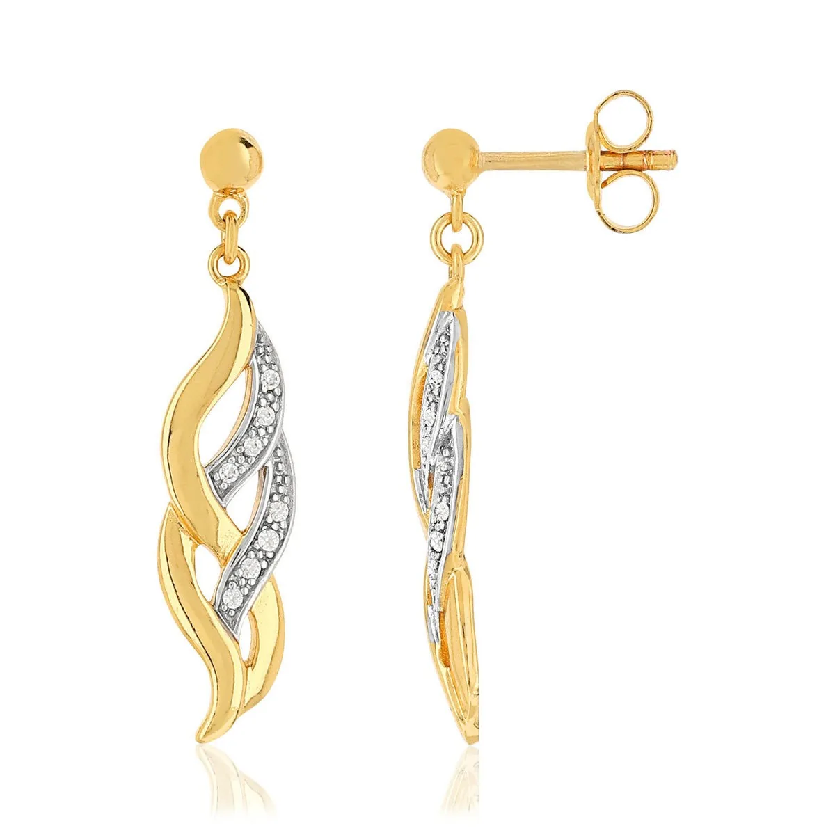 Boucles d'oreilles en plaqué or sertie d'oxydes de zirconium