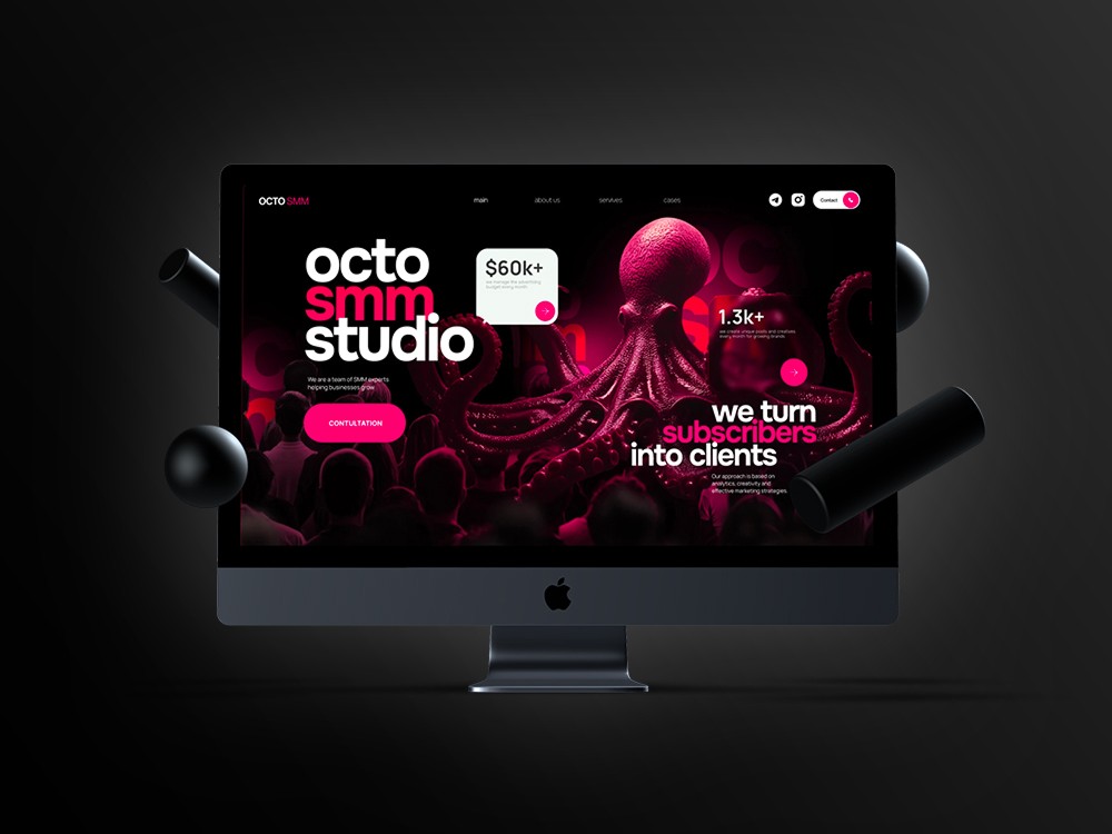 Site web Octo SMM pour agence de marketing digital, conçu par Keyz Digital.