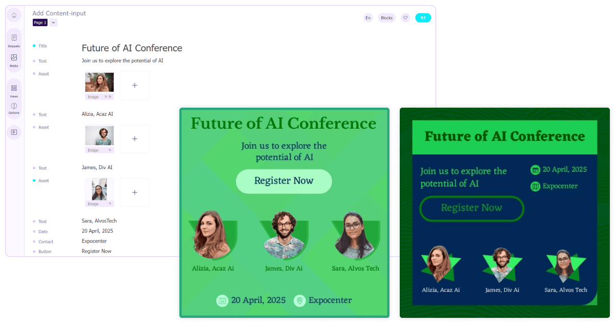 Conference banner with AI design generator