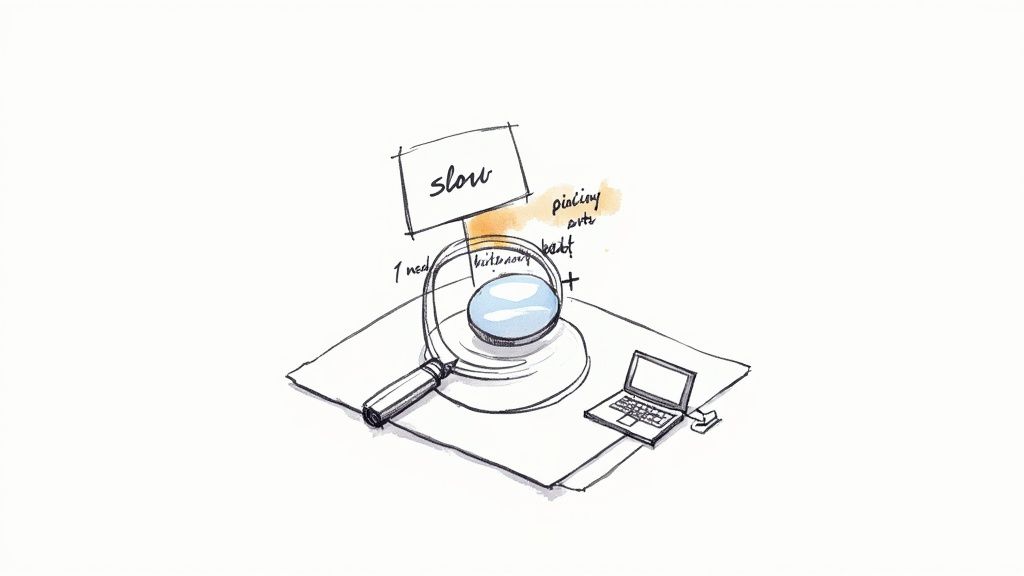 A person looking at a digital interface with customer profiles and data analytics