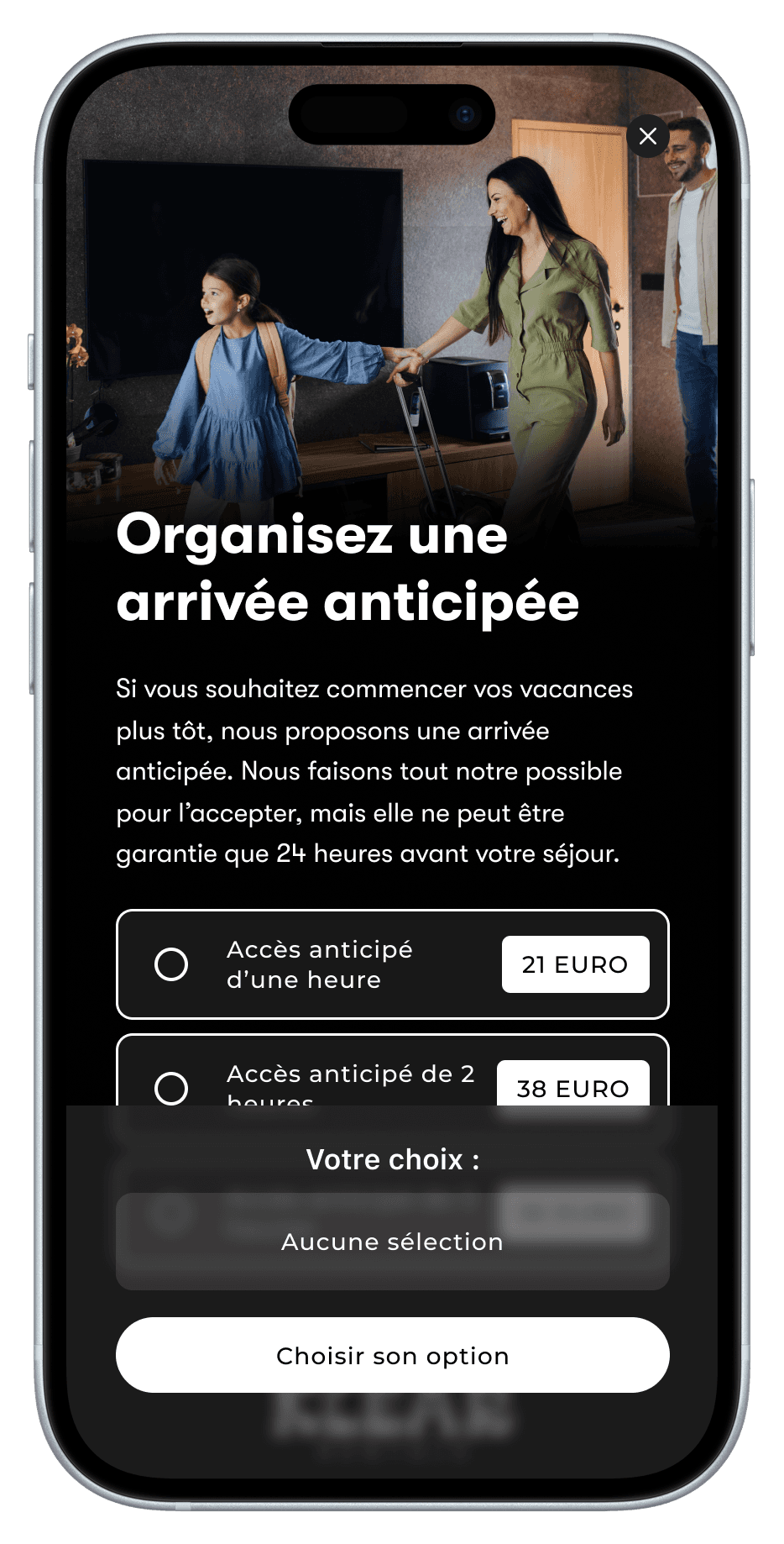 Vente incitative de Check-in anticipé