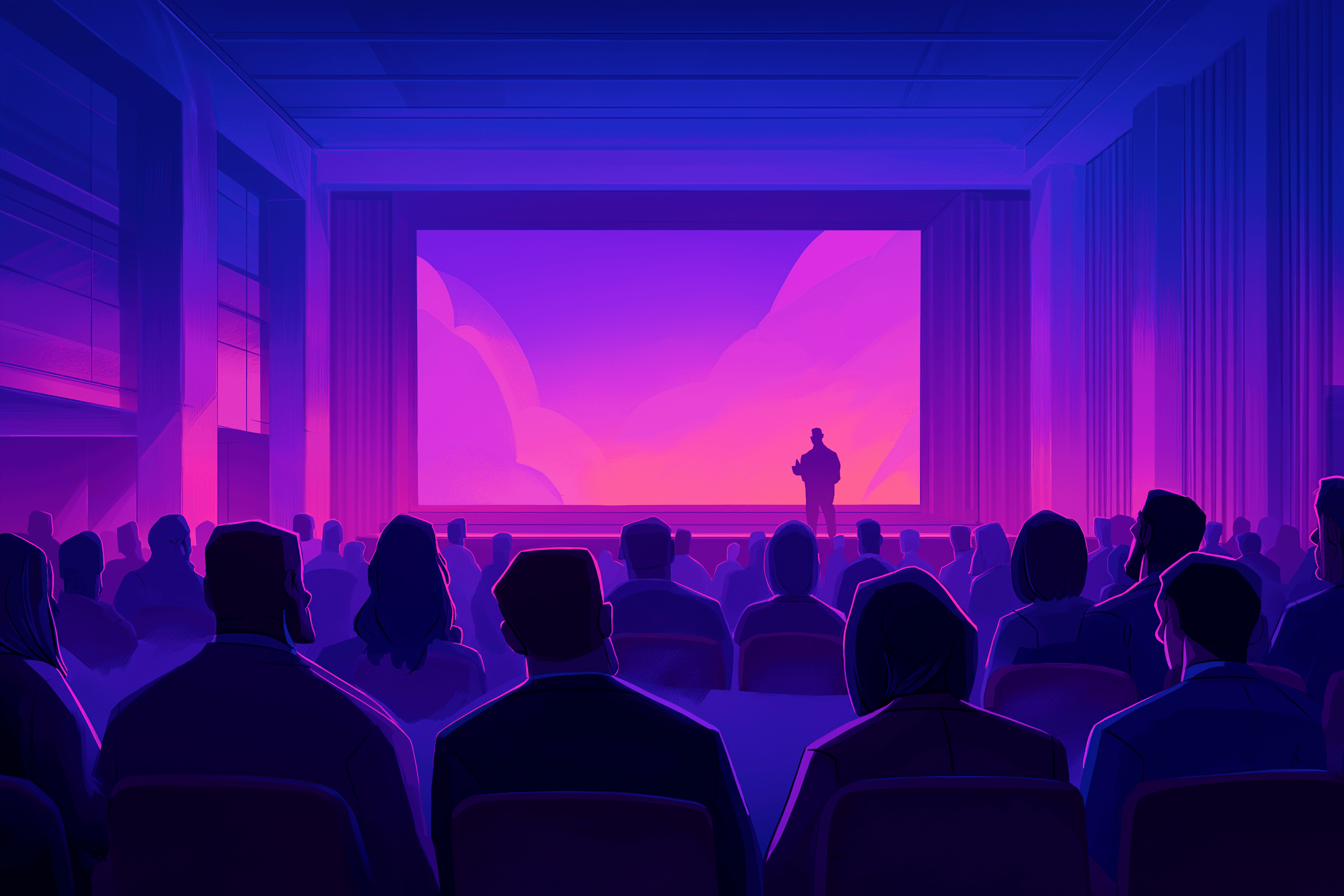 People listening to an even, illustrative