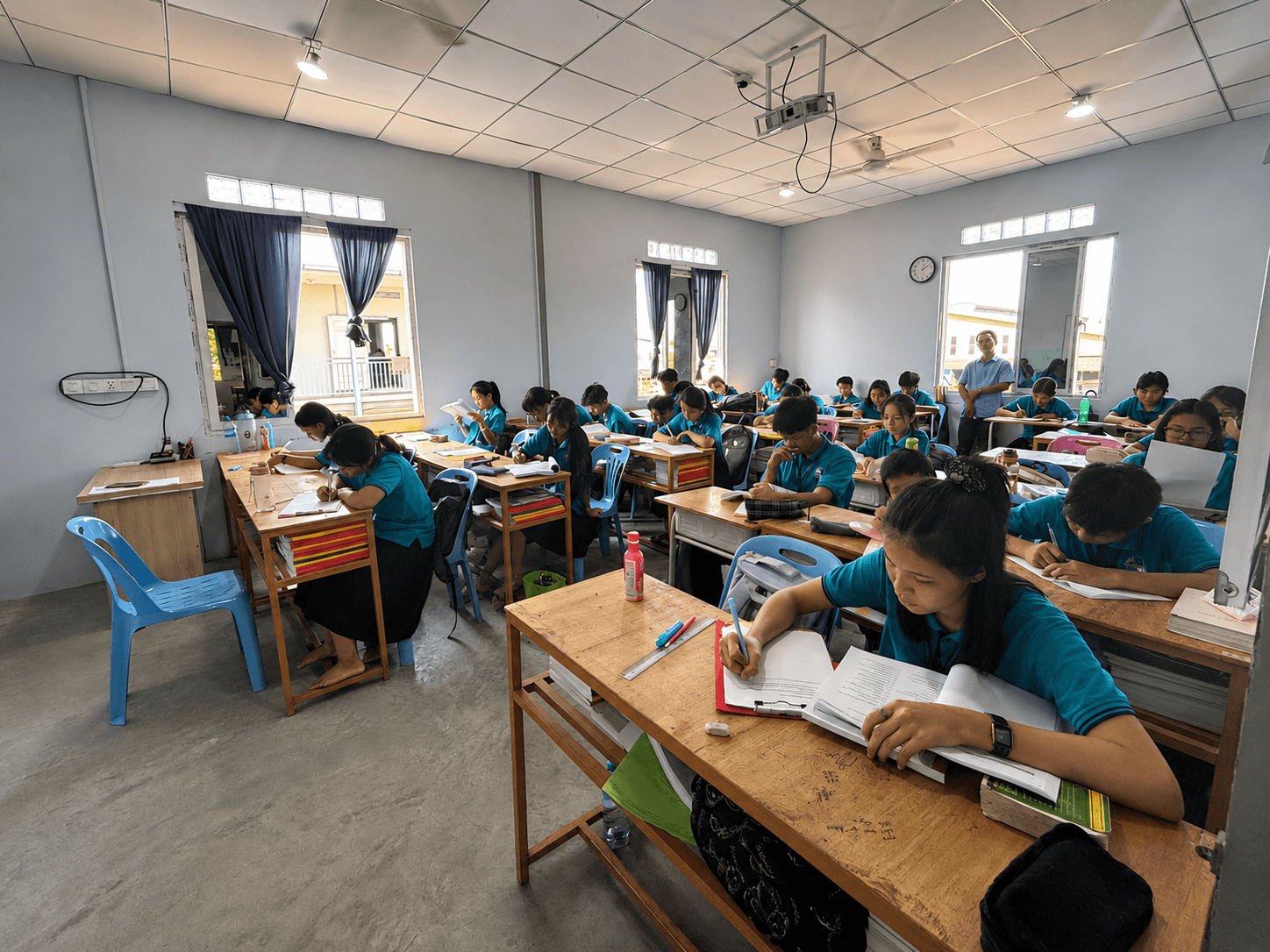 Elpis International School students focused on their studies in a classroom in Yangon, Myanmar