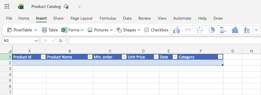 Creating an Excel workbook to store the extracted table.
