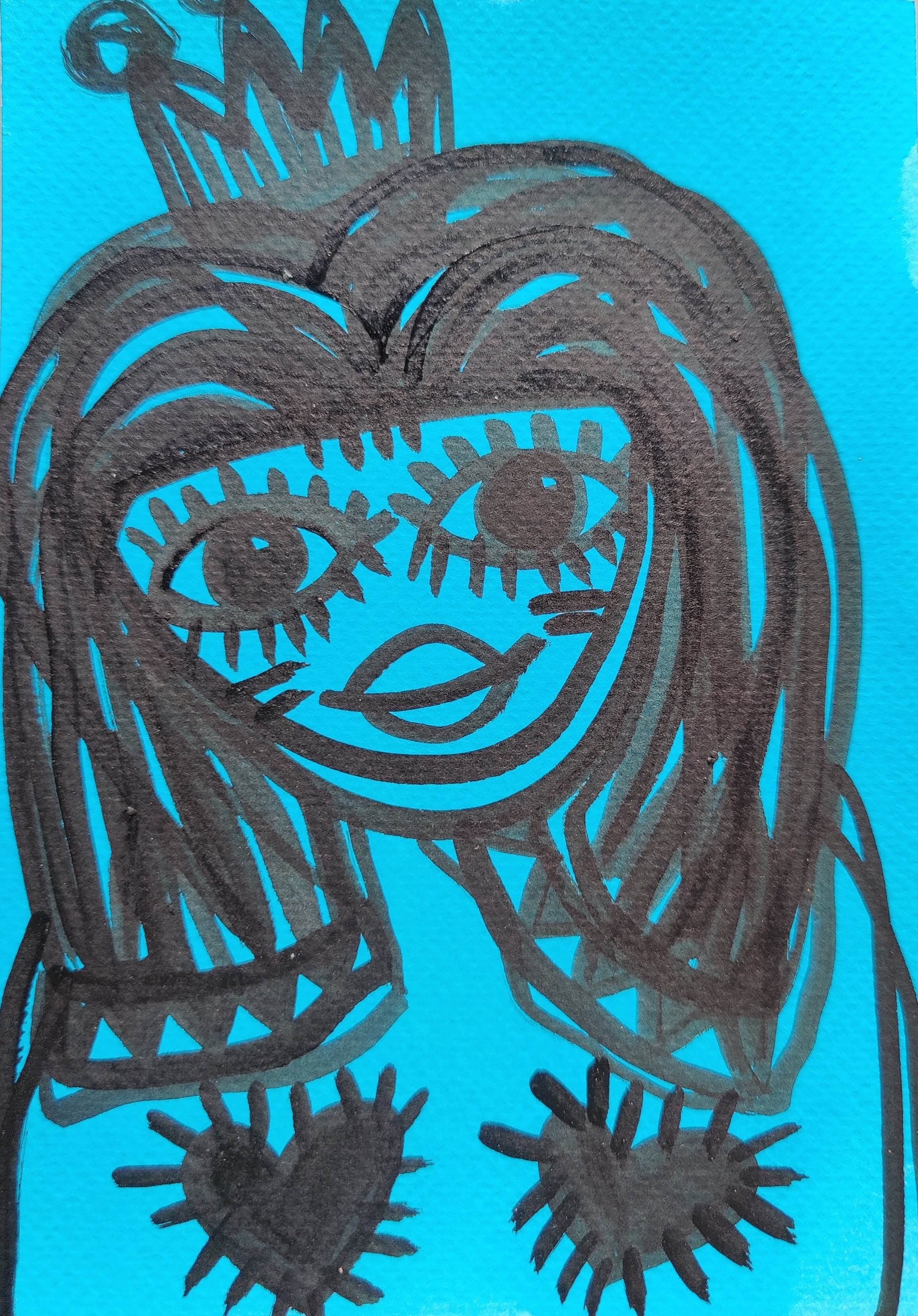 herd of sheep on road painting