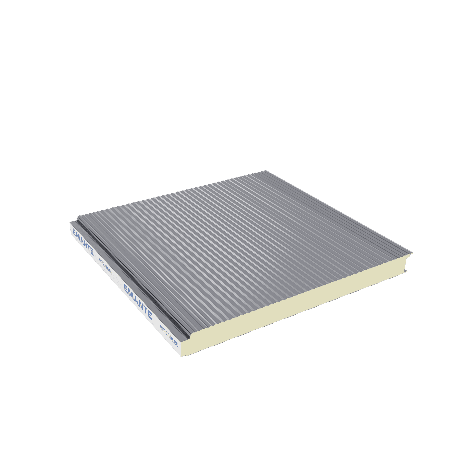 E-Wall microline sandwich panel with fine micro-ribbed surface texture in grey