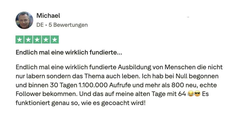 Erfahrungsbericht KI Creator Akademie: Michael erzielt 1,1 Mio. Aufrufe und über 800 Follower in 30 Tagen mit 64 Jahren