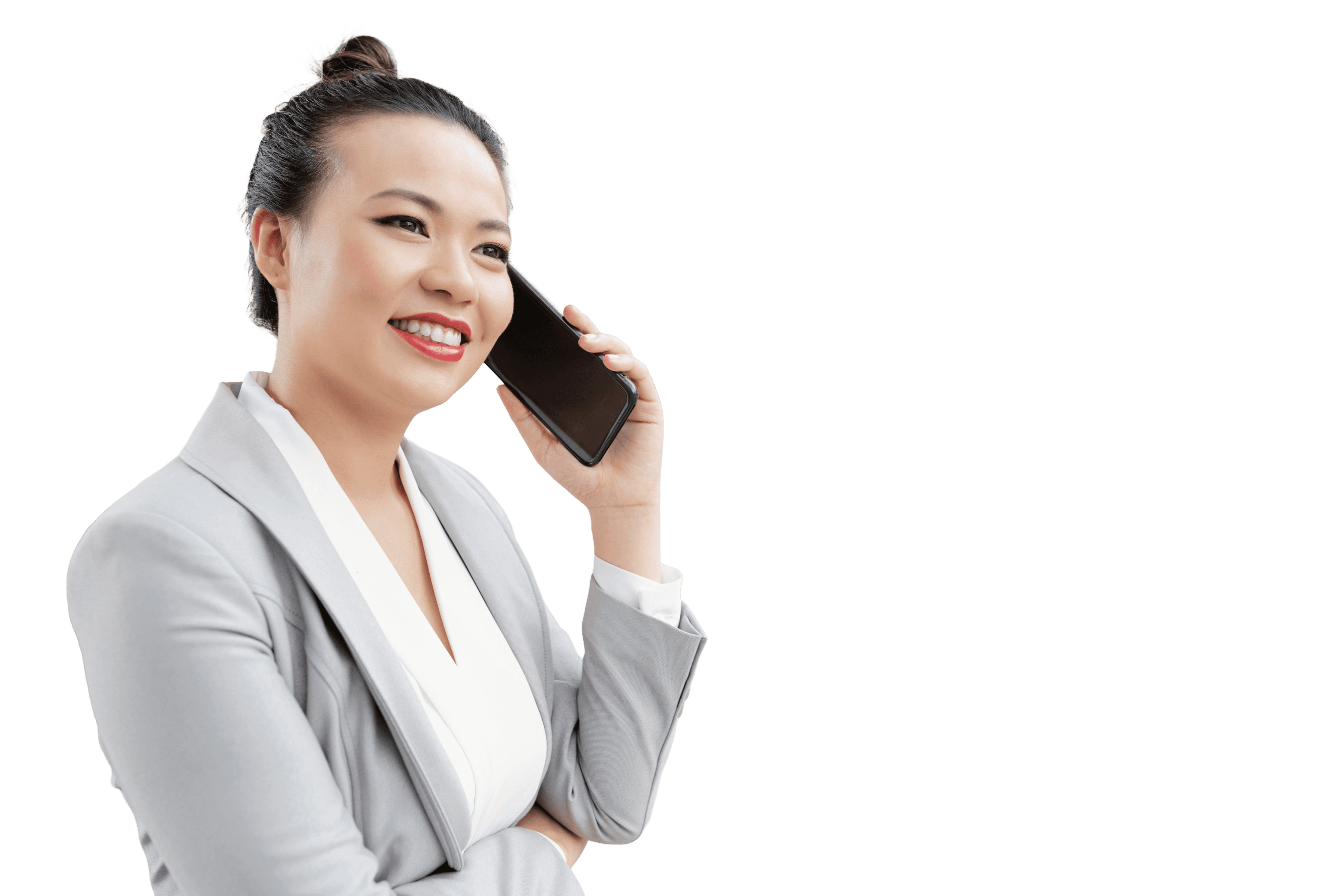 Black-and-white portrait of a woman with long hair and large earrings wearing a light blazer, posing against a plain background.