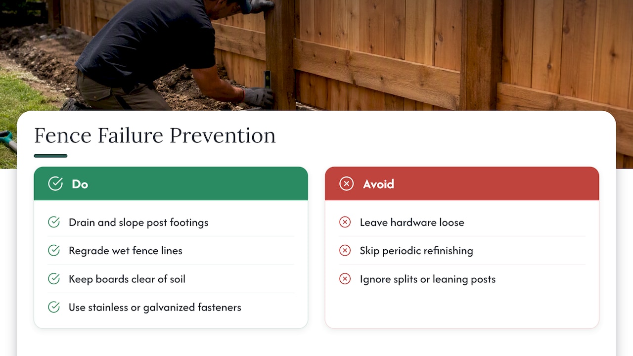 Seven cedar fence failure causes and prevention steps