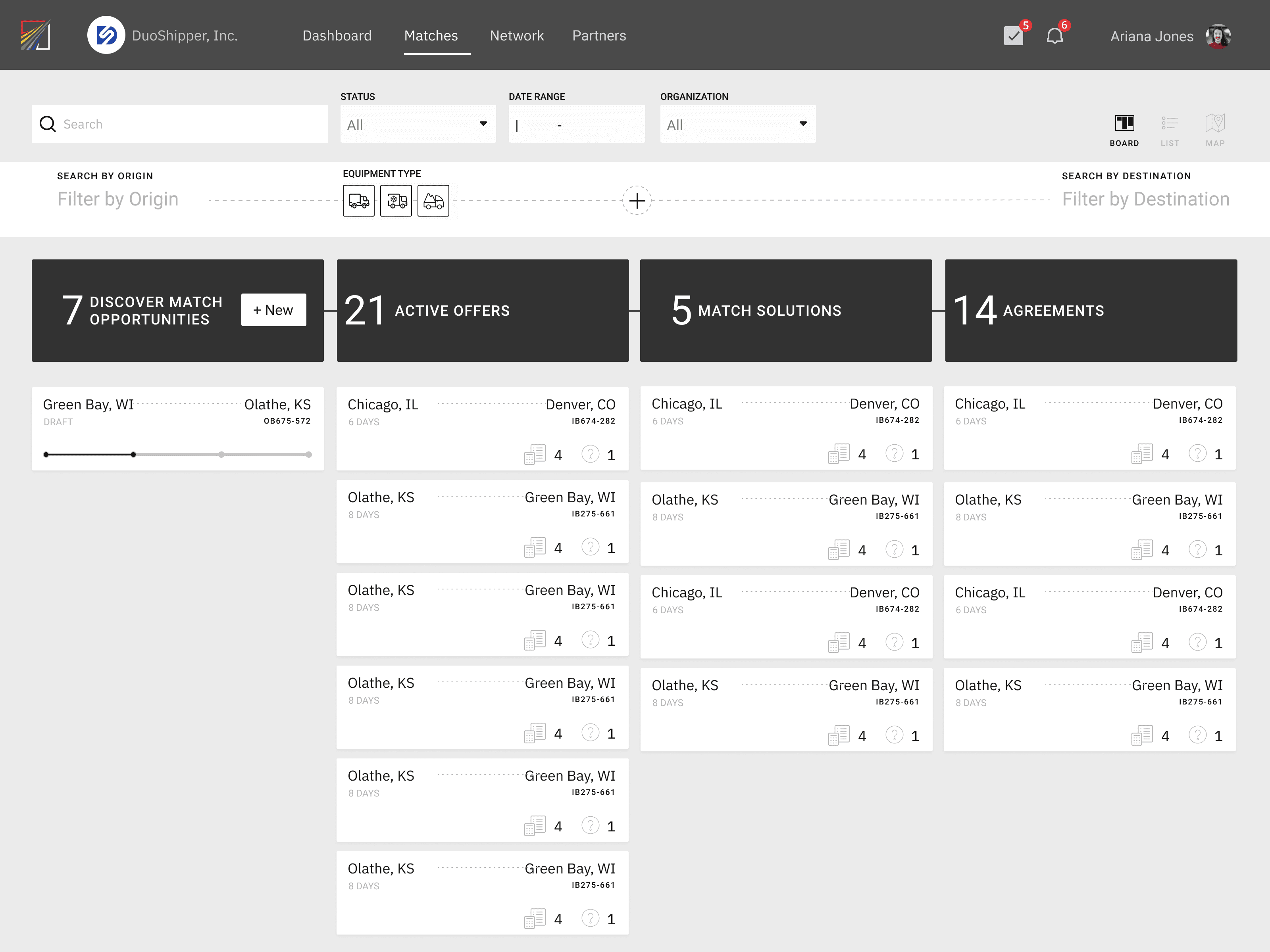 Shipper Match Wireframe