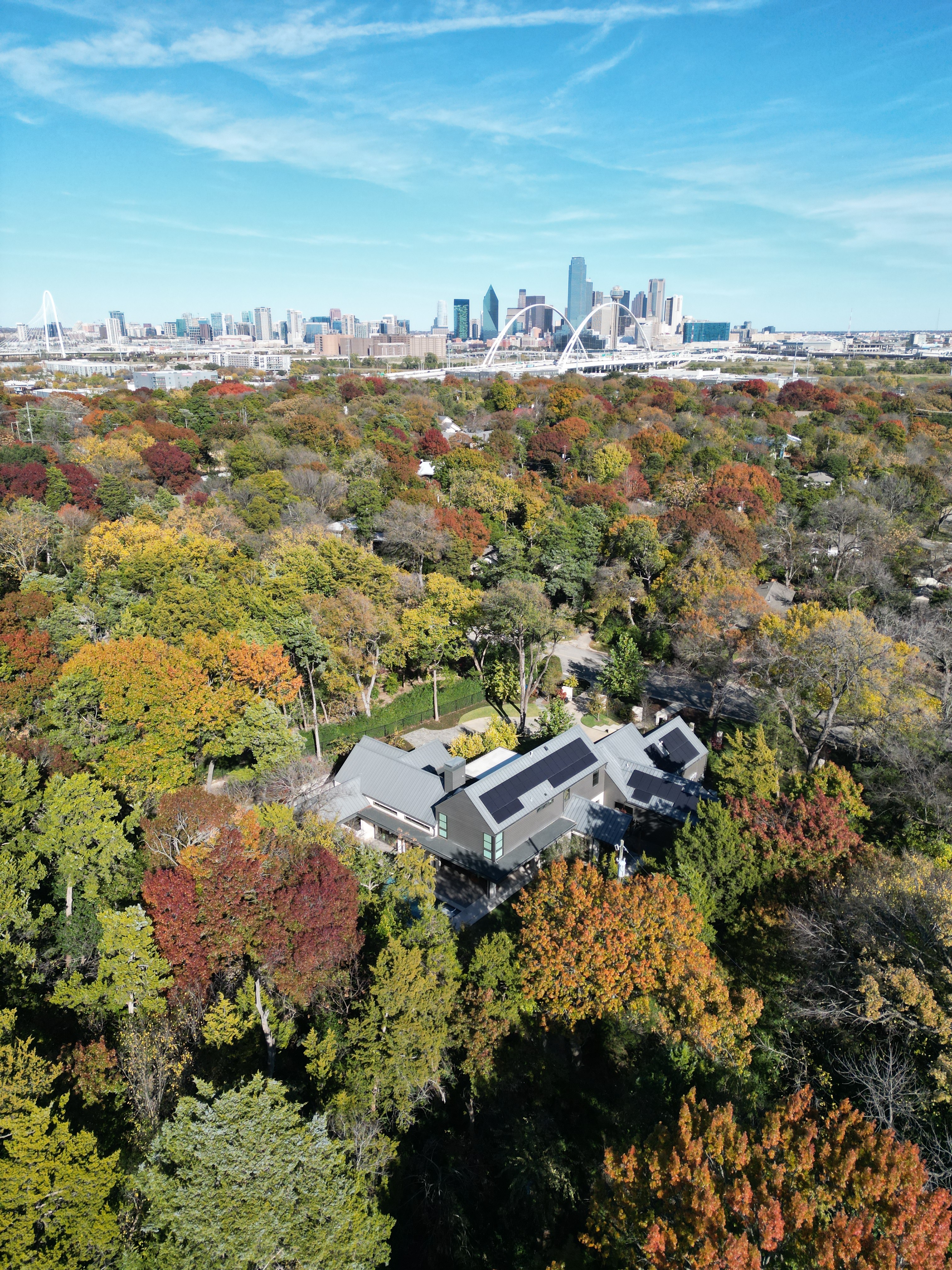 DFW skyline in distance of Kessler Parkway home