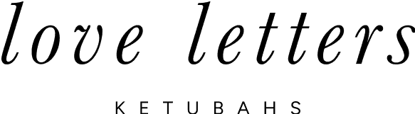 Logo for 'Love Letters Ketubahs' featuring the name written in a dainty, elegant font, reflecting the modern and romantic style of the brand.