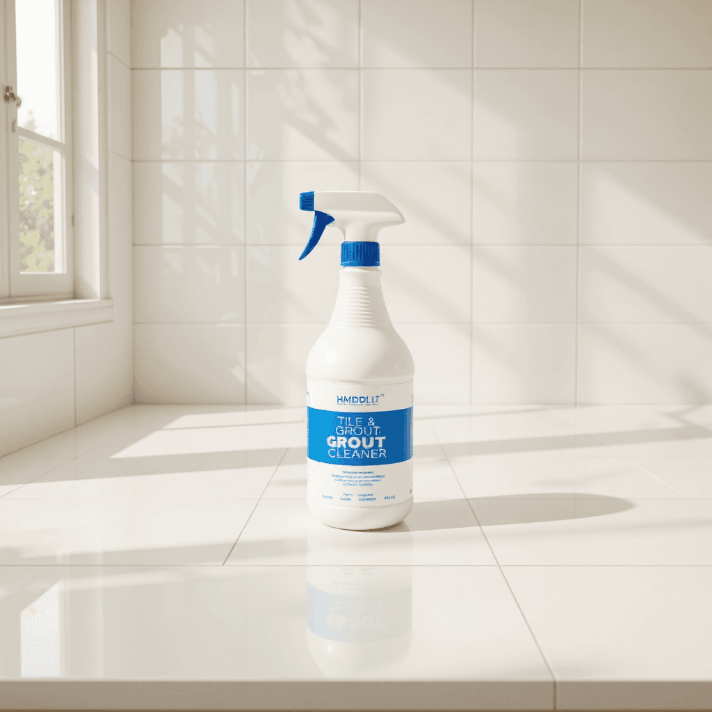 product photography of a bottle of tile and grout cleaner